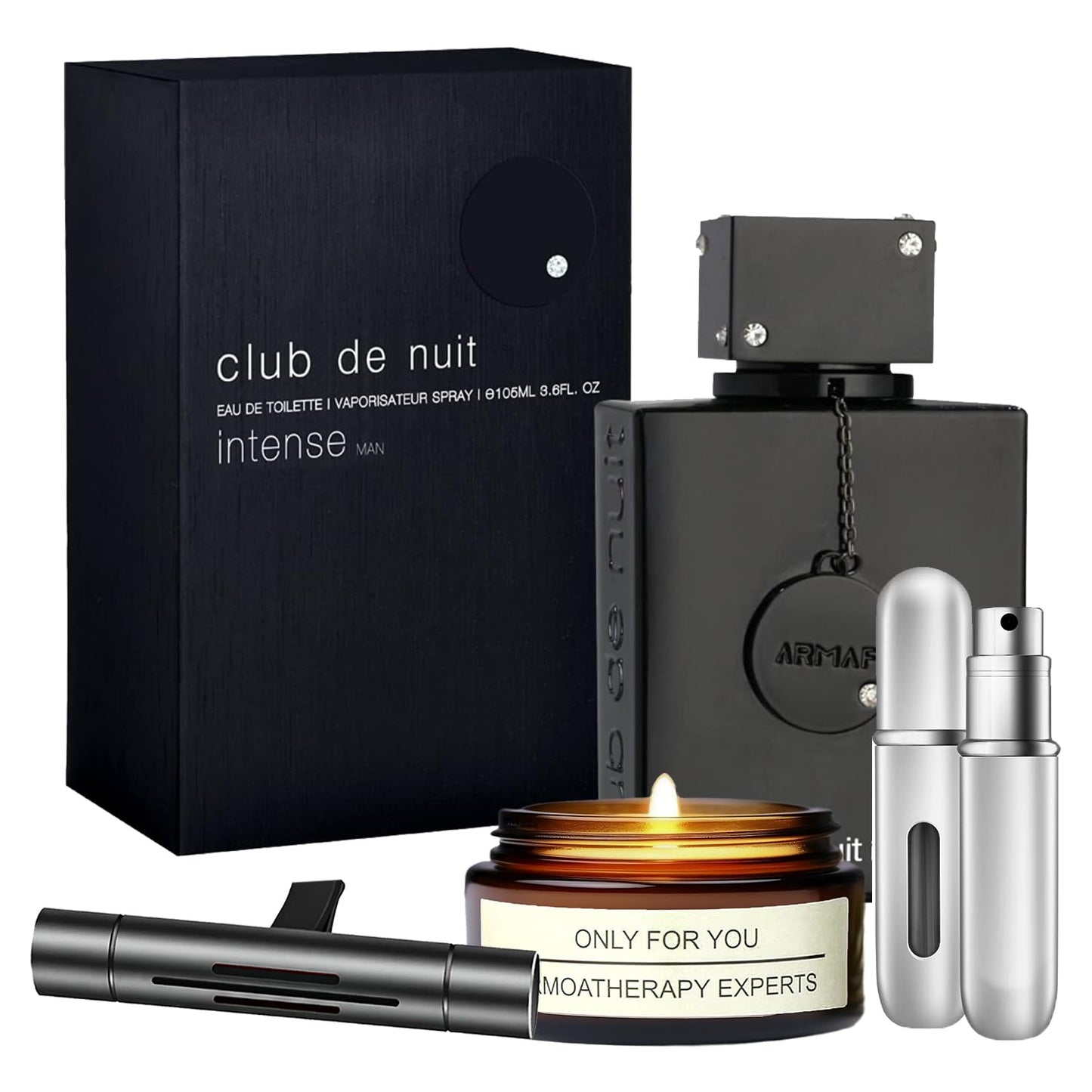 Club De Nuit Intense EDT for Men Gift Set with Candle & Atomizer