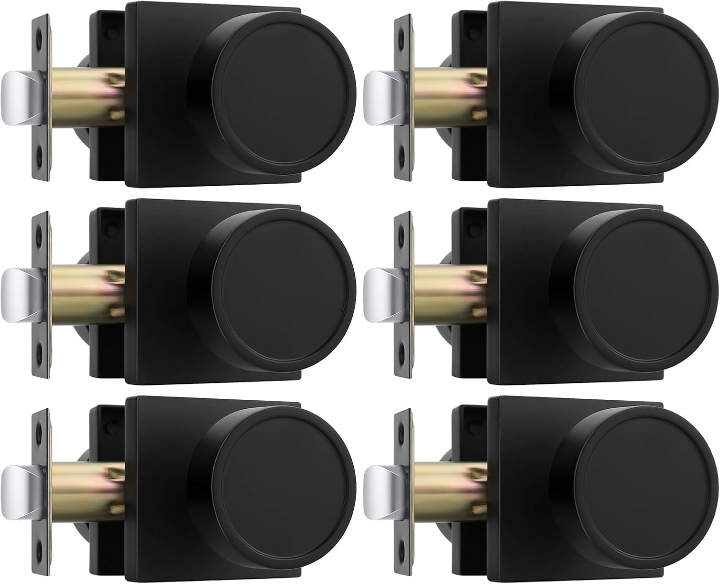 Black Closet Door Knobs for Interior, Heavy Duty Zinc Alloy 6 Pack