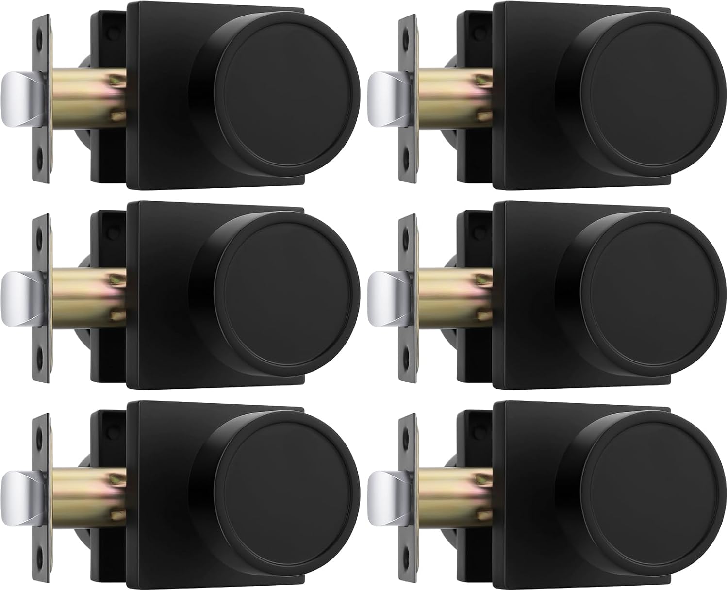 Black Closet Door Knobs for Interior, Heavy Duty Zinc Alloy 6 Pack