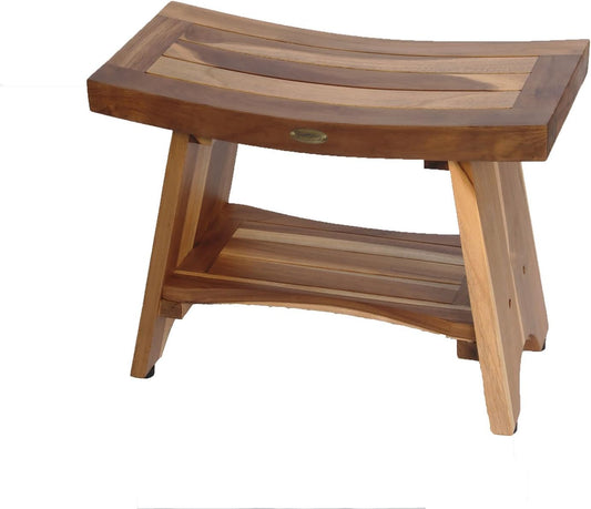 EcoDecors 24 Inch Serenity Teak Shower Bench for Bathroom Luxury