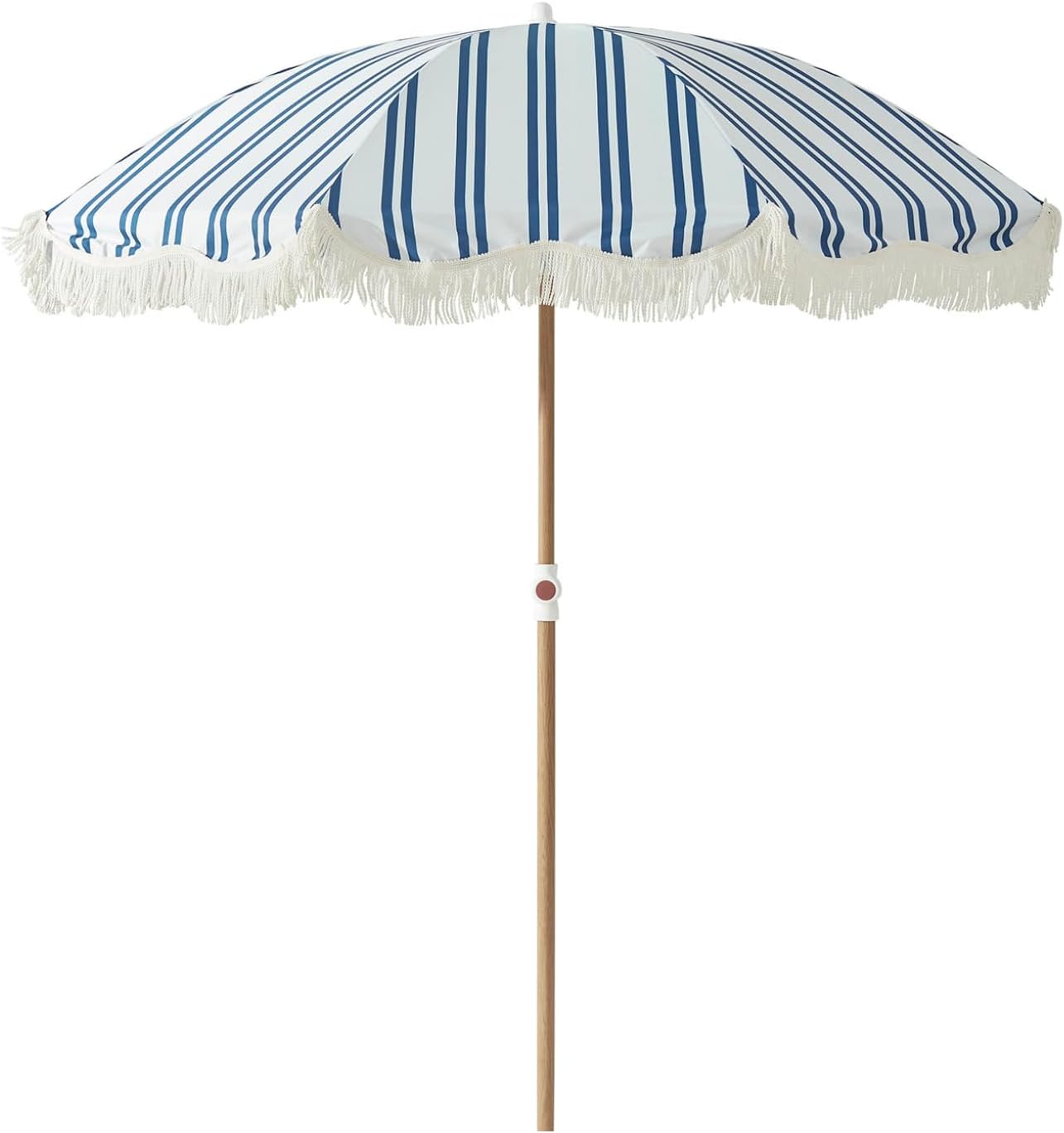 6.5FT Striped Beach Umbrella with Fringe for Ultimate Sun Protection