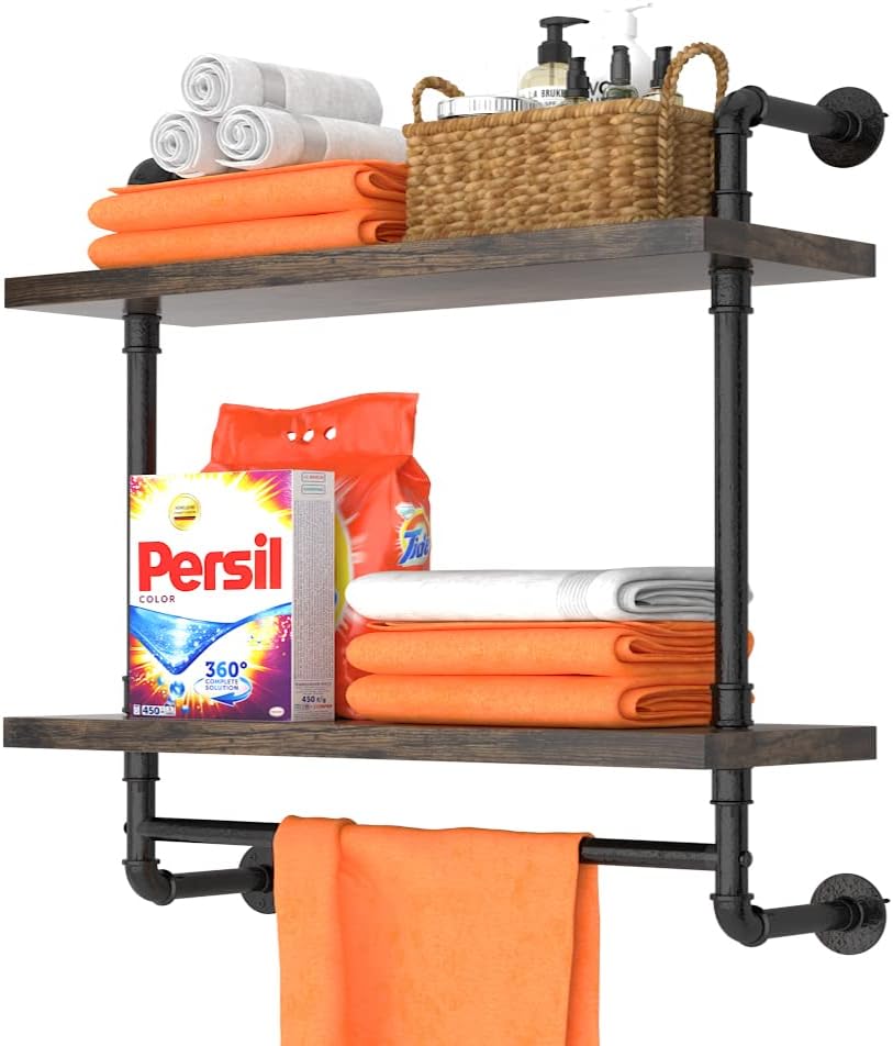 Helsin 24in Industrial Pipe Shelving for Bathroom & Home Use