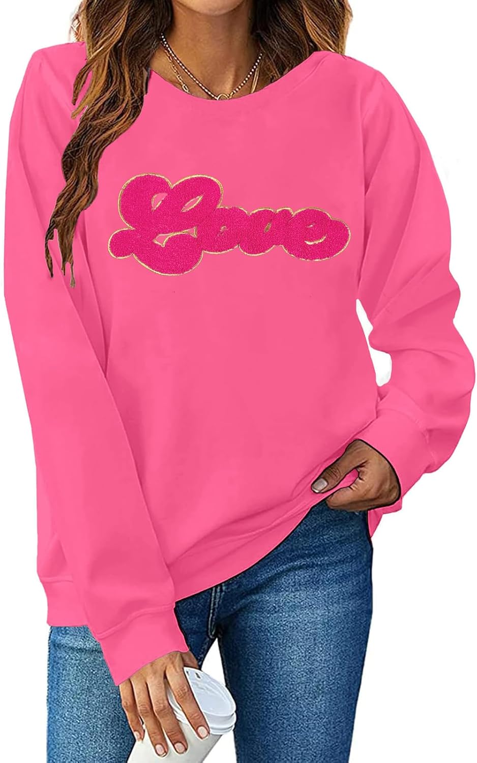 FAYALEQ Valentine's Day Love Heart Sweatshirt