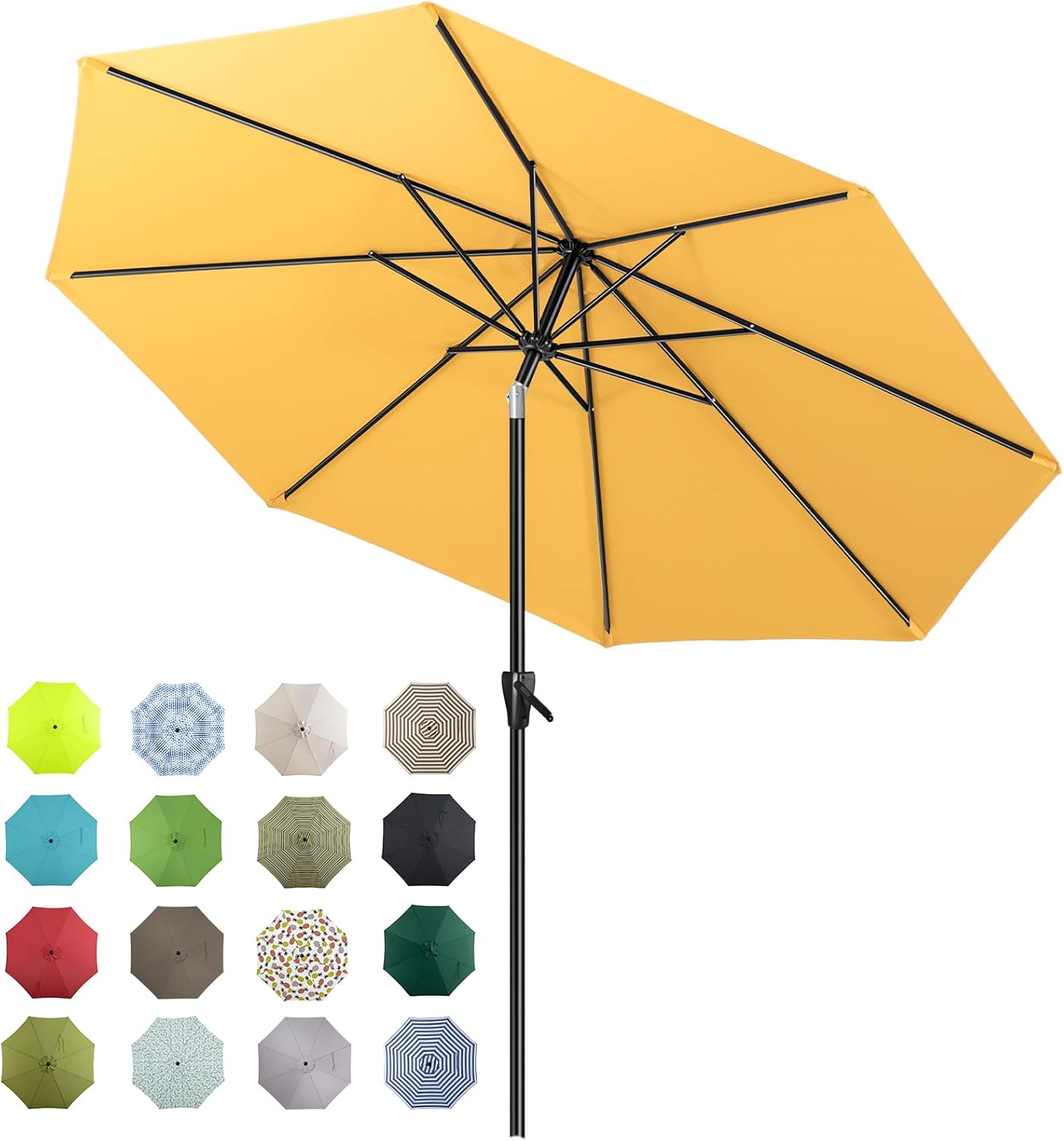 Tempera Patio Market Outdoor Table Umbrella with Auto Tilt