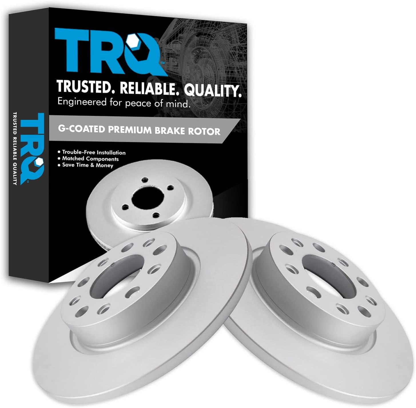 TRQ Rear Brake Rotors Set Solid Premium G-Coated for Fiat 500X