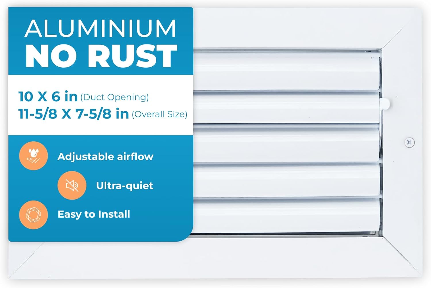 Aluminum 10 x 6 in Air Duct Register Vent Cover for Modern Homes
