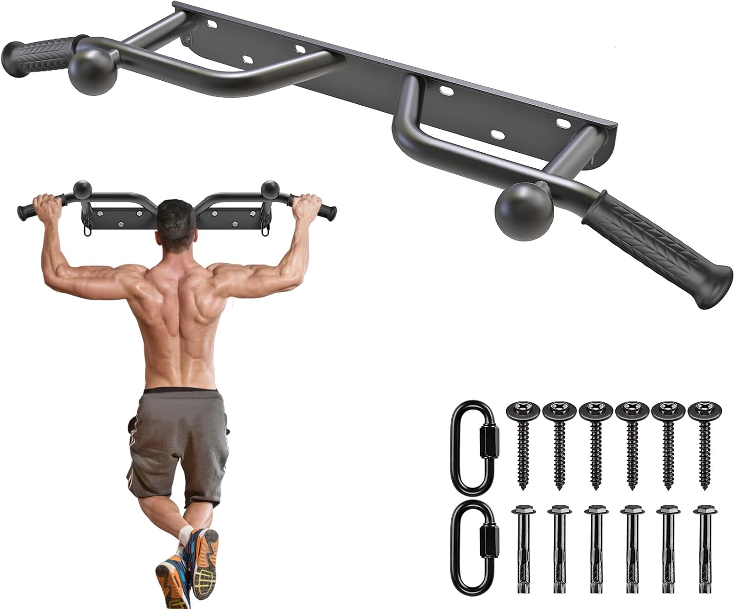 Kipika Heavy Duty Wall Mounted Pull Up Bar for Home Gym