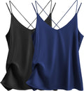 Silk Satin Camisole Tank Top V Neck Spaghetti Strap - Smooth Summer