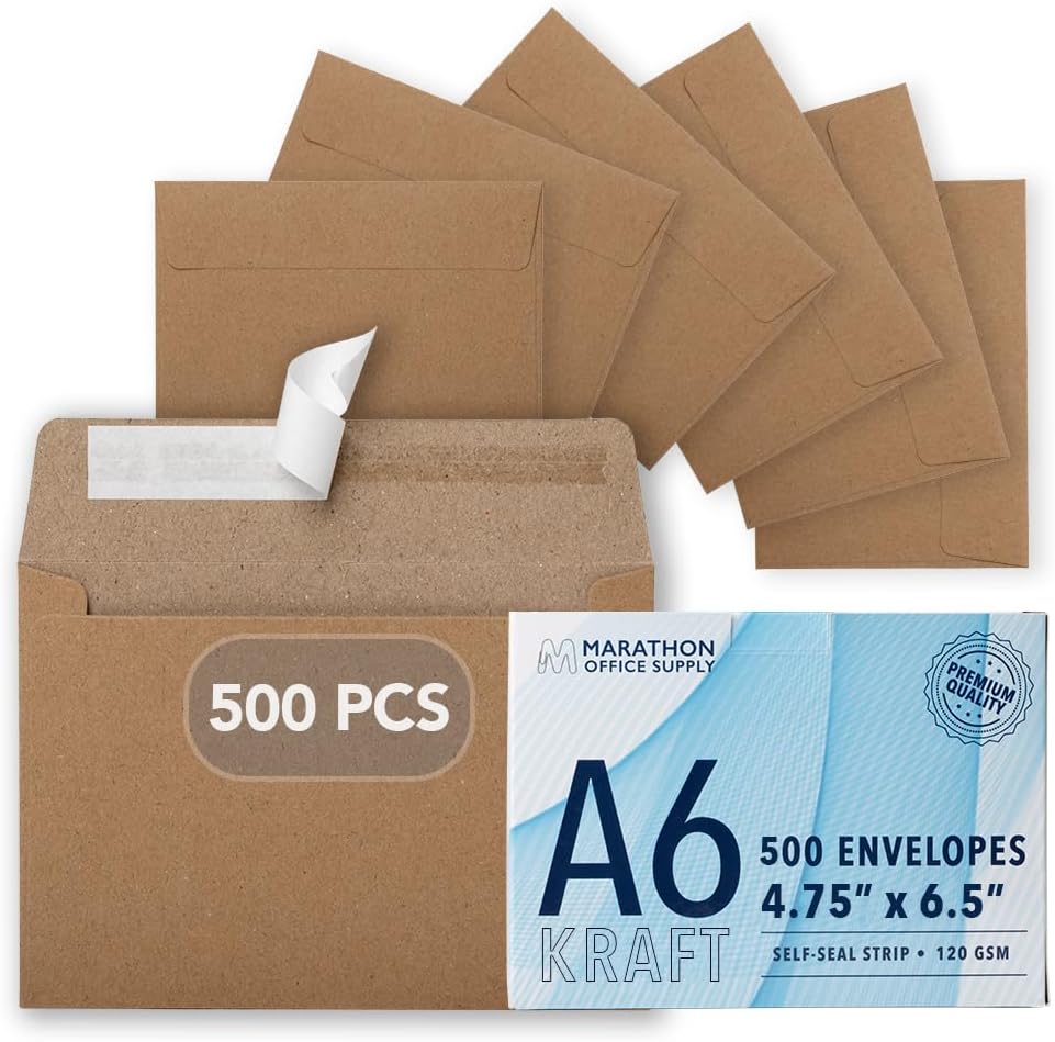 Premium A6 Kraft Envelopes for Invitations and Business Mailings