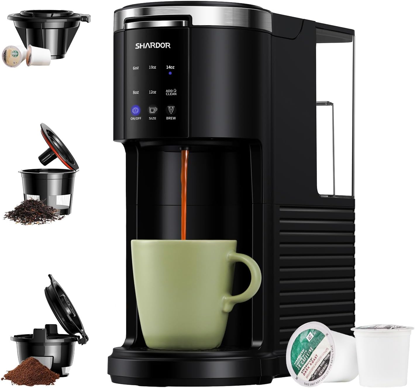 SHARDOR 3 in 1 Single Serve Coffee Machine for Home Brewing