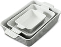 Hasense Ceramic Baking Dishes Set of 3 - Durable Grey Casserole Pans