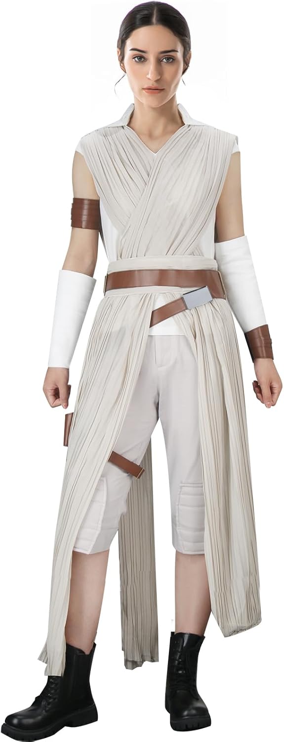 Womens Rey Costume Adult Jedi Cosplay Full Set for Halloween