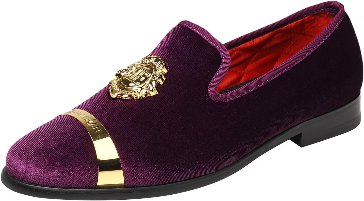 ELANROMAN Men's Velvet Loafers for Weddings and Parties