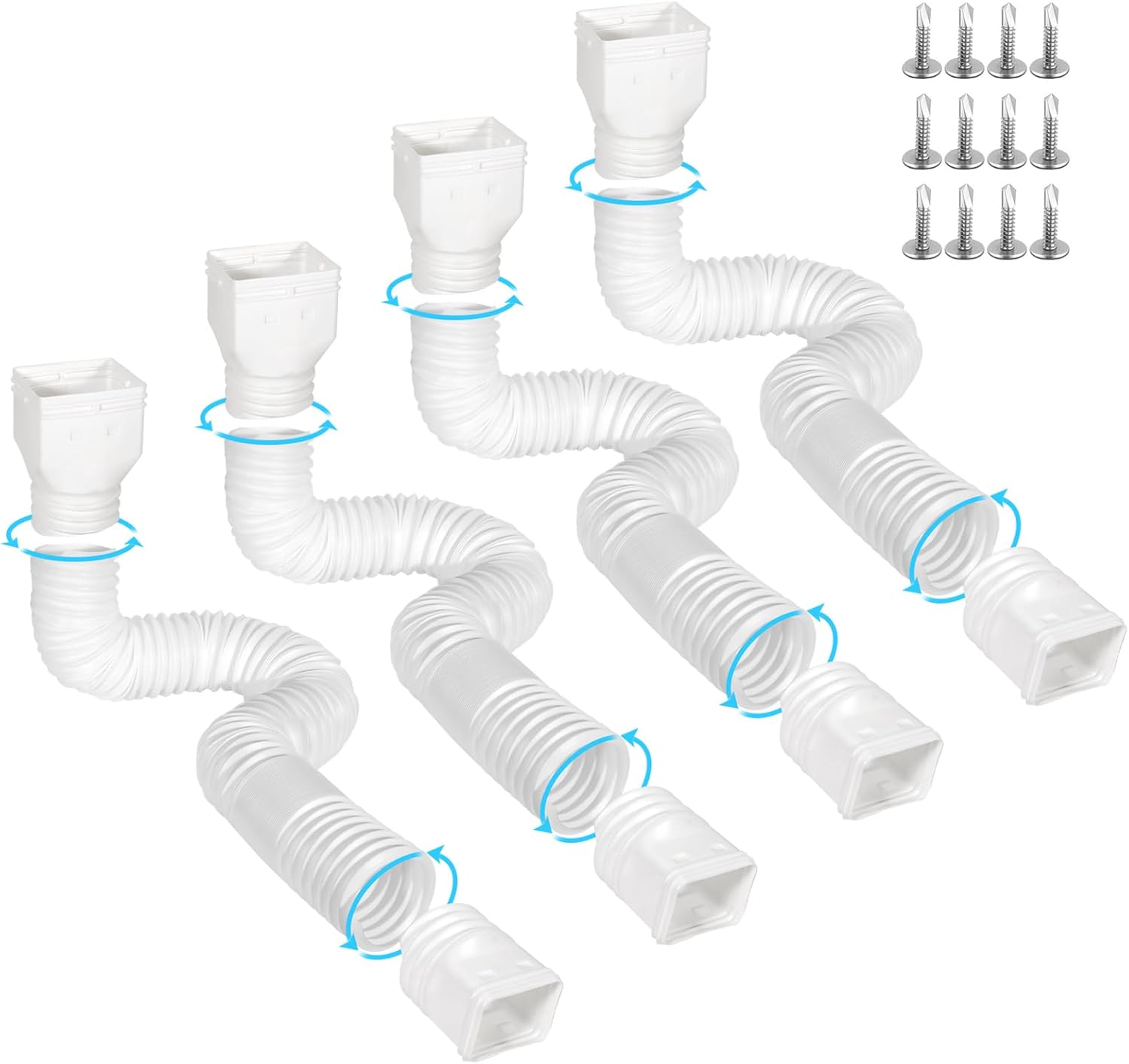 4 Pack Flexible Gutter Downspout Extensions for Rainwater Drainage