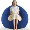2FT Bean Bag Chair with Memory Foam - Fluffy Dark Blue Teardrop