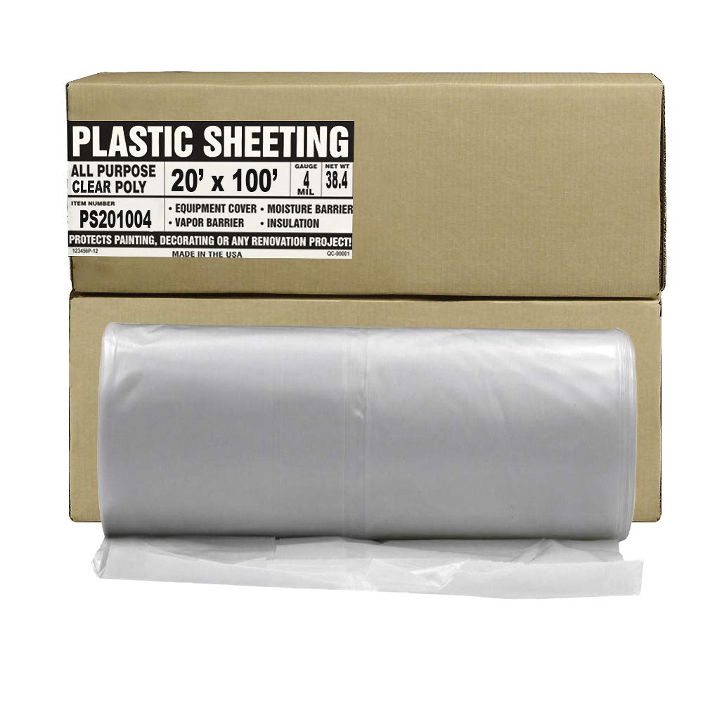 Clear All Purpose Poly Sheeting - Heavy Duty 4 mil, 20ft x 100ft