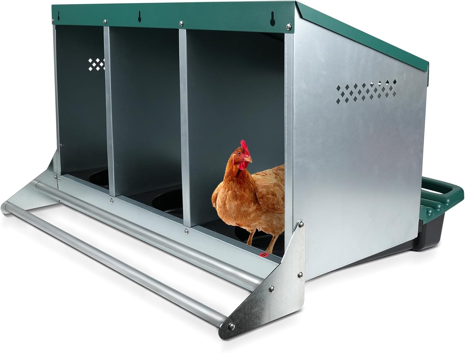 Heavy Duty Metal Chicken Nesting Box with Roll Away Design