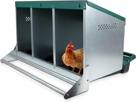 Heavy Duty Metal Chicken Nesting Box with Roll Away Design