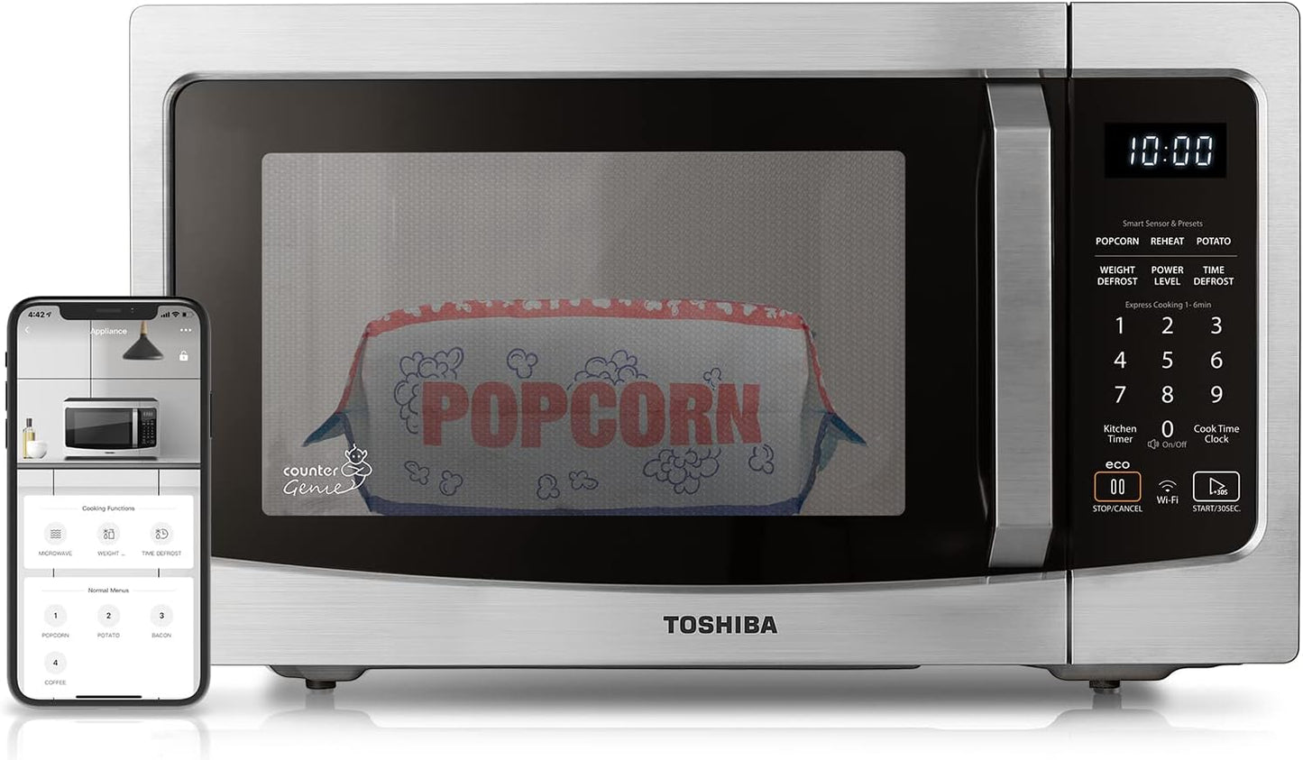 Toshiba Smart Microwave with Alexa, Sensor Reheat, Remote Control - 1100W Stainless Steel