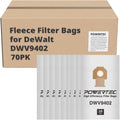 POWERTEC DWV9402 Fleece Bags for Dewalt Dust Extractors 70PK