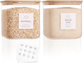Square Glass Flour and Sugar Containers 2 Pack - Thick 85 FL OZ Jars