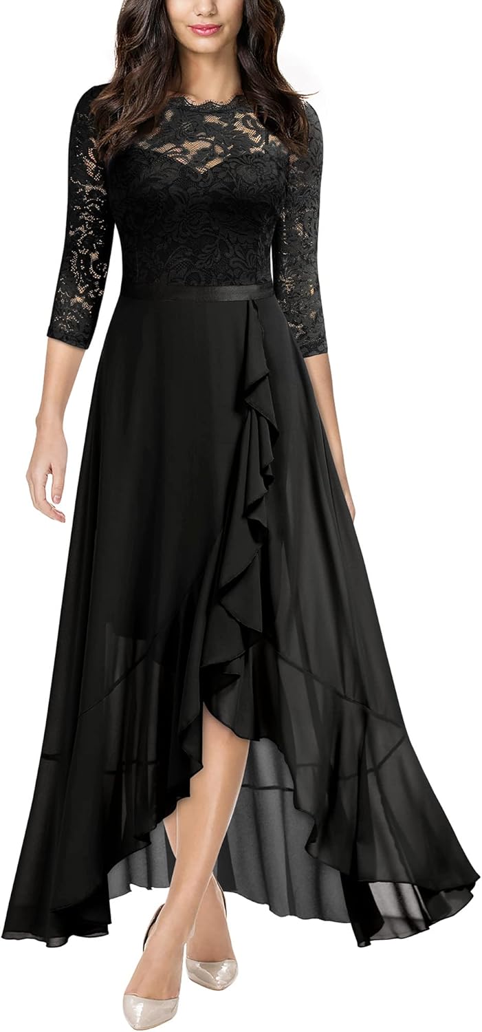Miusol Women's Elegant Floral Lace Ruffle Maxi Dress Review