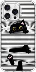 MOSNOVO Case for iPhone 16 Pro Max - Clear Hidden Black Cat, Military