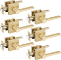 Satin Brass Door Handles Passage Levers - Modern Gold Finish
