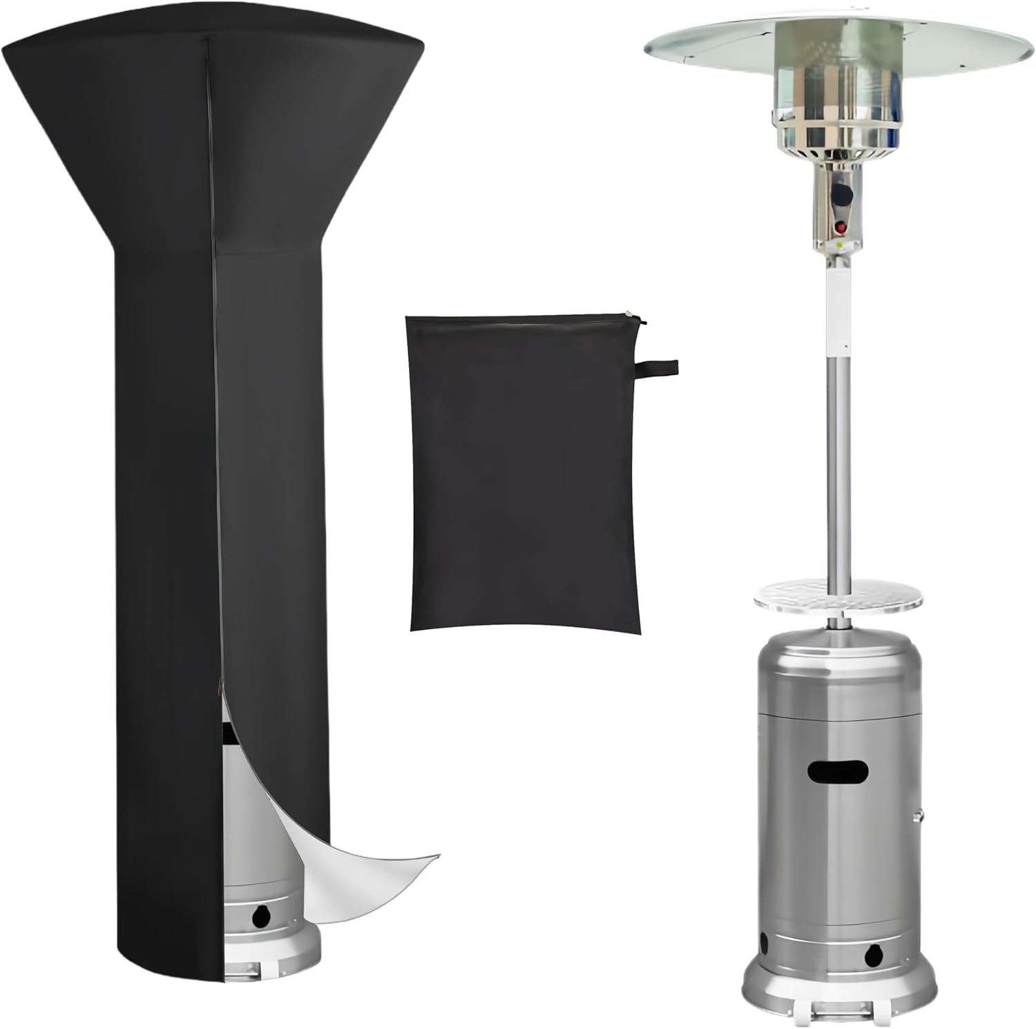 Zemuquan Patio Heater Cover: Waterproof & Windproof, Zipper Closure, Storage Bag - 89 Height - Black