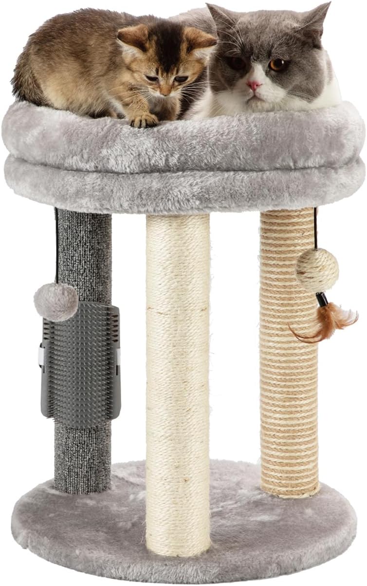 MECOOL 4in1 Small Cat Tree with Scratching Post and Toys