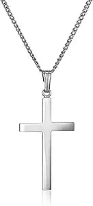 Sterling Silver Polished Cross Pendant Necklace for Everyday Wear