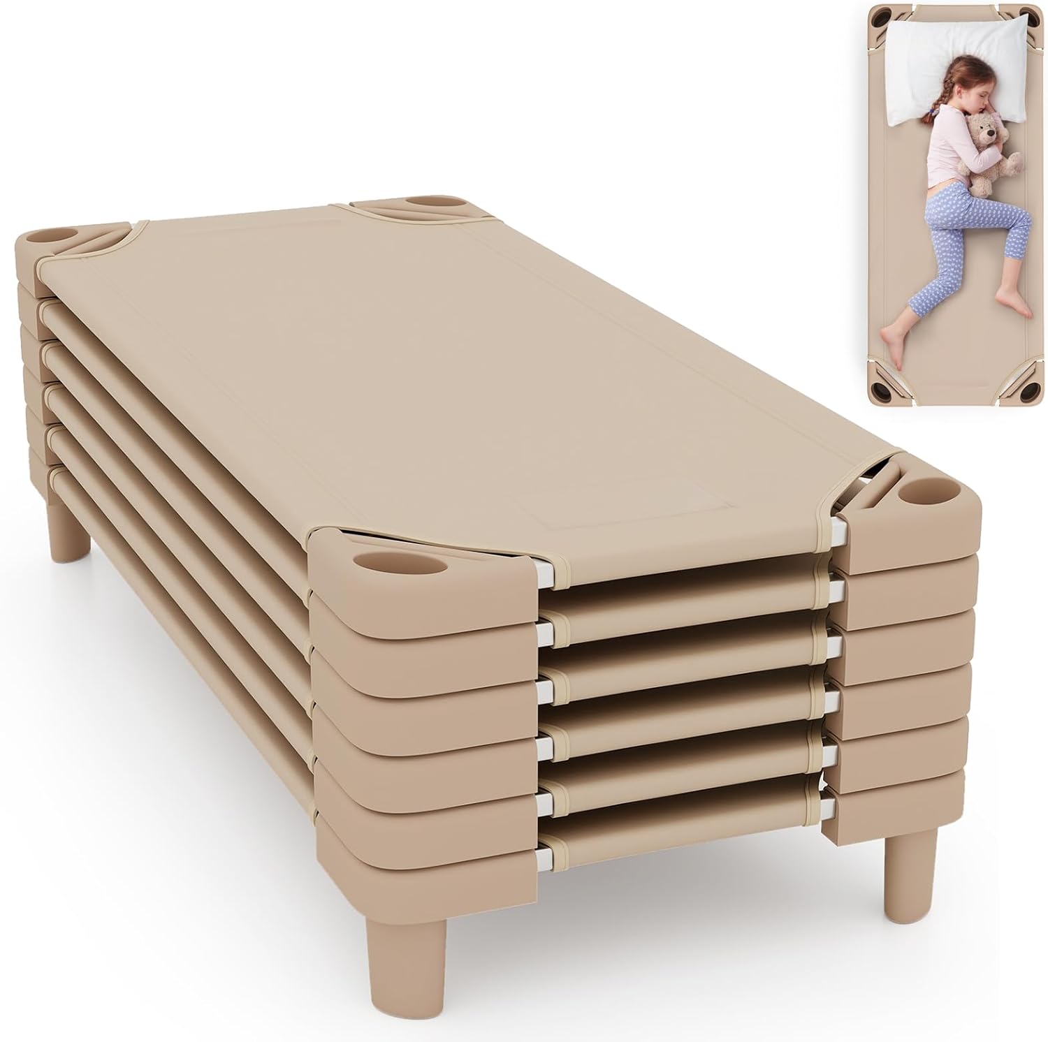 KOTEK Stackable Sleeping Cots for Kids - Portable Toddler Nap Cots