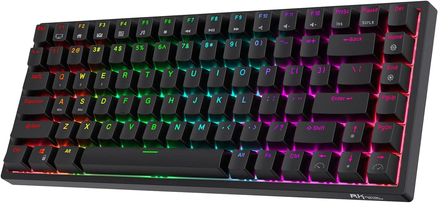 Wireless 75% RGB Gaming Keyboard, Hot Swappable, Quiet Red Switch