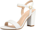 mysoft Womens Chunky Block Heels 3.5in Open Toe Ankle Strap - Stable