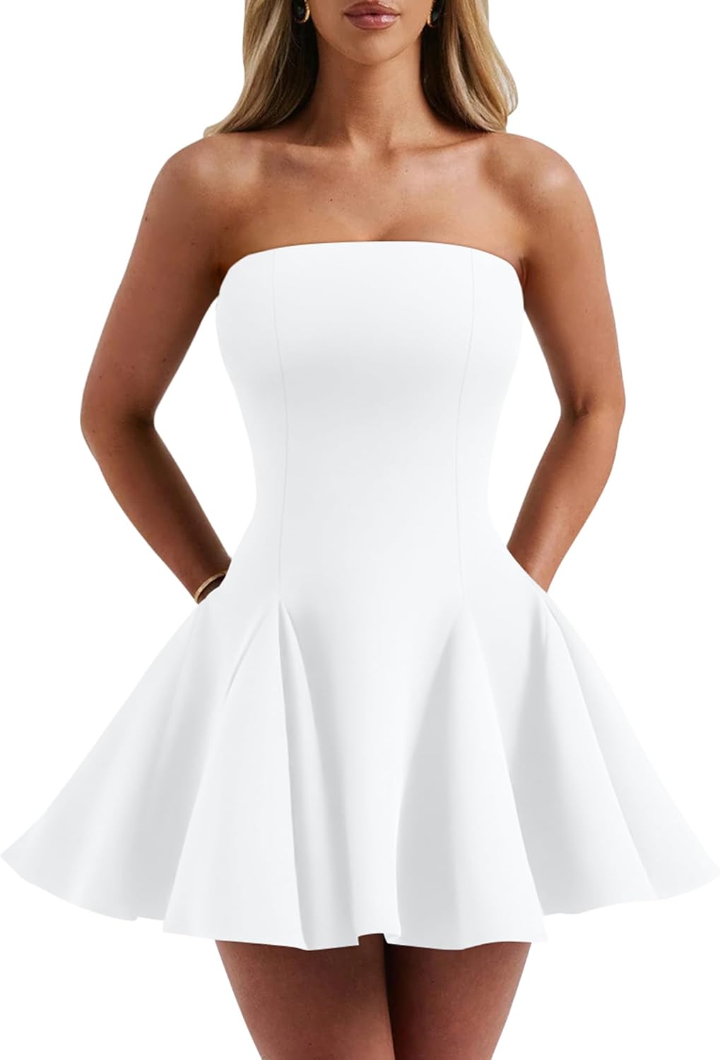 DAAWENXI Women's Sexy Summer Strapless Mini Dress for Parties