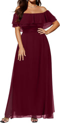 Bridesmaid Dresses for Women Plus Size Burgundy Chiffon Maxi - Elegant