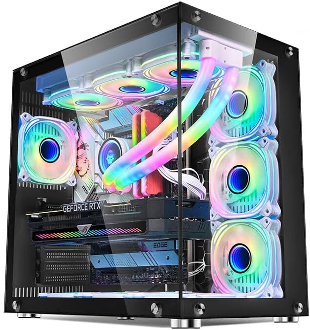 Computer Case Gaming PC Chassis with Adjustable I/O and Airflow