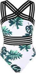 Hilor Women's One Piece Crossover Monokini - Slimming Hollow Design