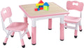 Kids Table and 2 Chairs Set - Height Adjustable Toddler Furniture