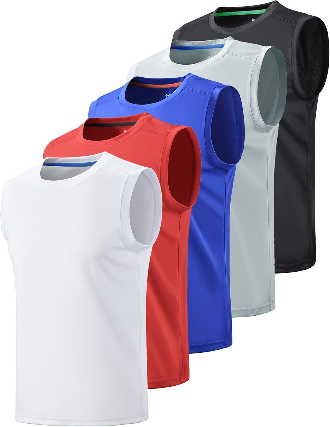 Pack of 5 Men's Stretch Cool Dry Muscle Tank Tops for Workouts