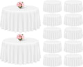Showgeous 12 Pack 120 in White Round Tablecloth Set - Durable Wedding