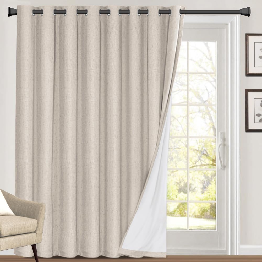 PrinceDeco 100% Blackout Curtains for Living Room Sliding Door