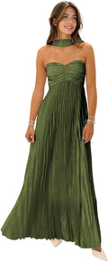 Strapless Bridesmaid Dresses with Scarf 2025 Pleated Long (Style KRDR)
