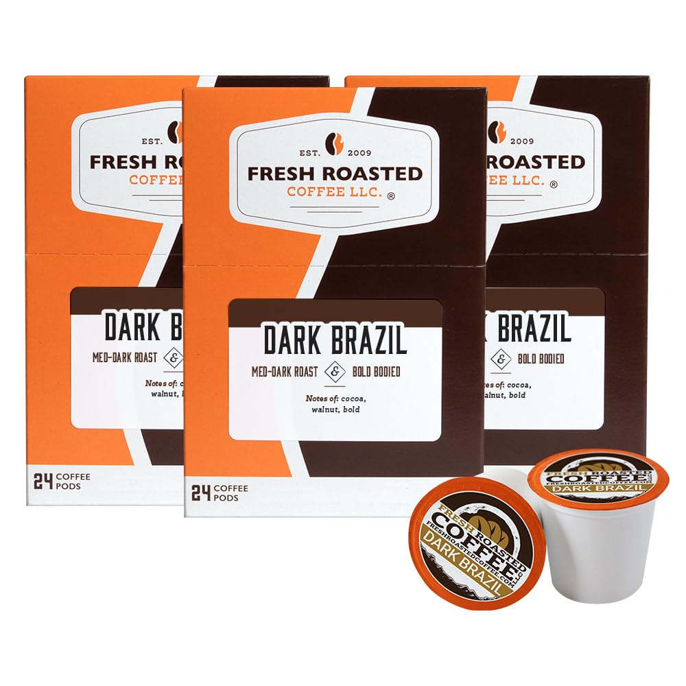 Fresh Roasted Coffee Dark Brazil Pods for K Cup Brewers 72 Count