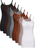 Long Tank Tops for Women 8 Pack - Soft Adjustable Camisoles