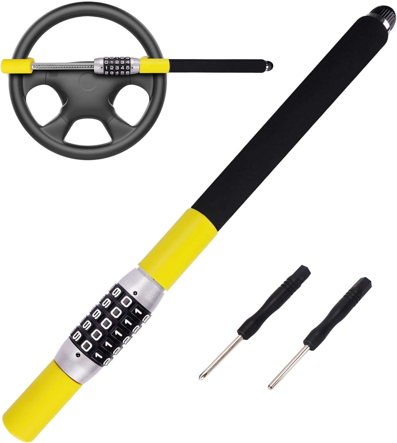 Tevlaphee Steering Wheel Lock - Heavy Duty Anti Theft Device