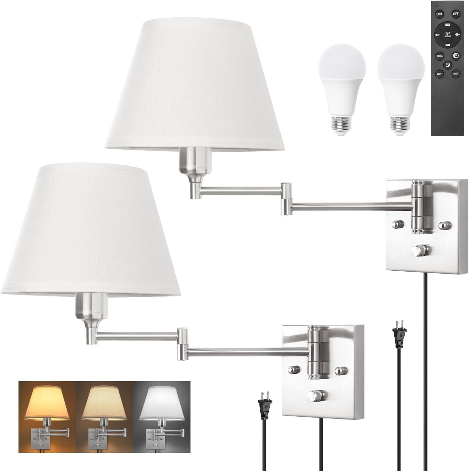 Adjustable Color Temperature Wall Sconces with Remote Control