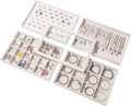 Stackable Jewelry Organizer Tray Set of 5 - Clear Glass Lid, Beige