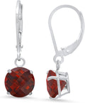 925 Sterling Silver Garnet Dangle Earrings - Classic Birthstone