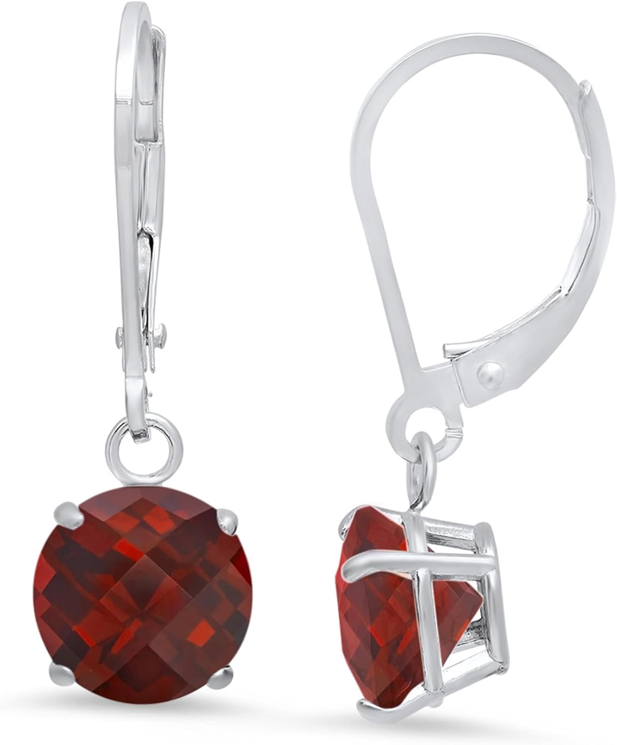 925 Sterling Silver Gemstone Earrings for Women - Garnet Dangle